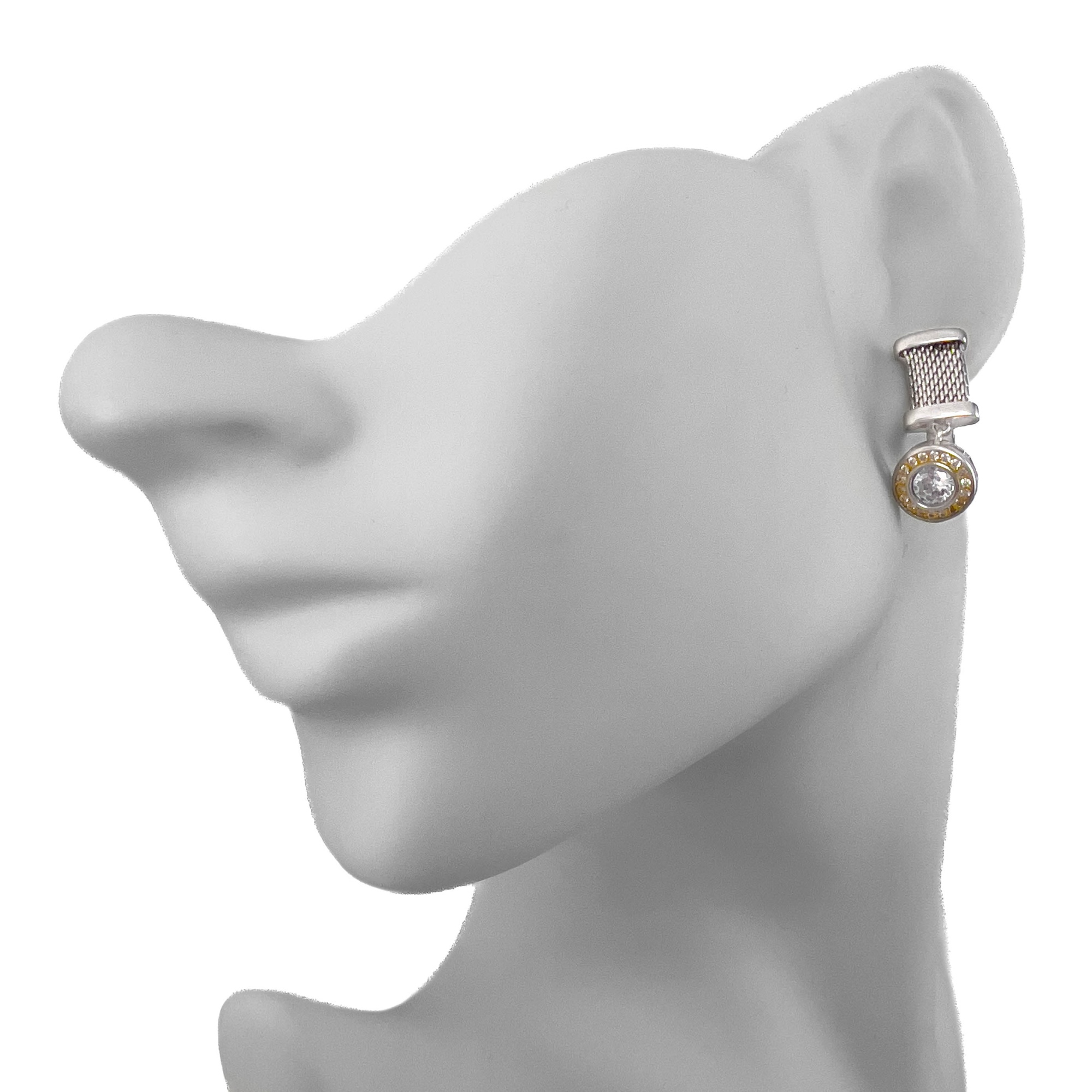 Серьги подвесные из серебра с цирконом