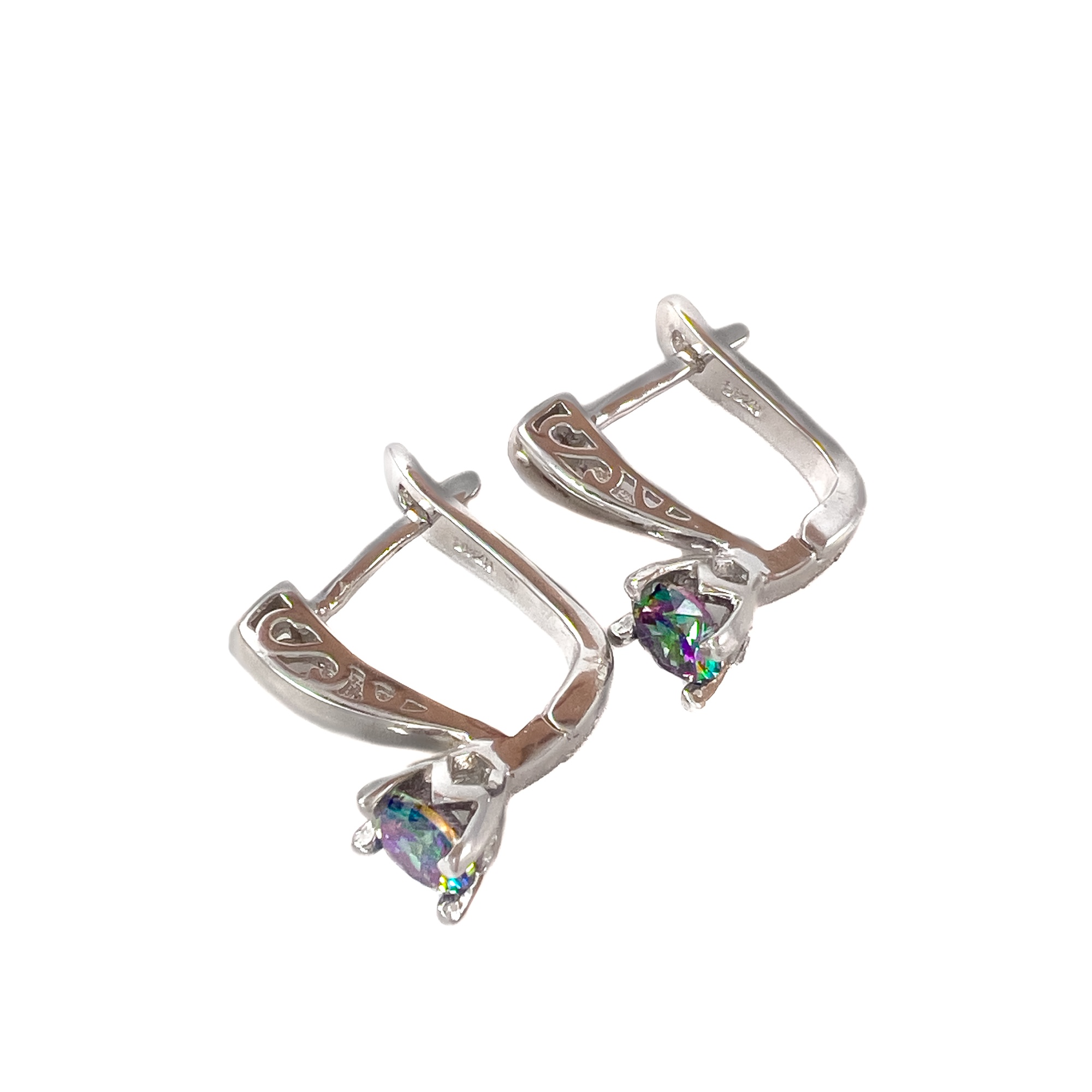 Серьги из серебра с мистик топазом