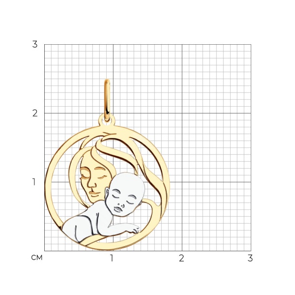 Подвеска «Мать и дитя» из золота 585 пробы