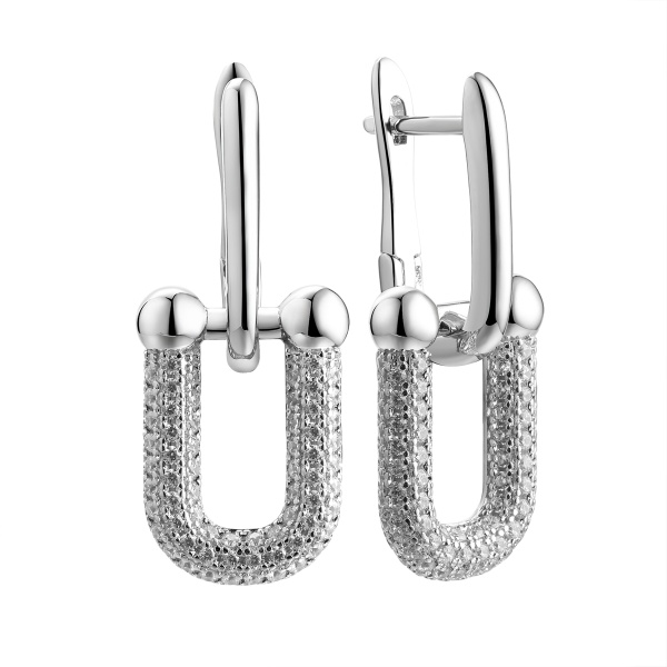 Серьги из серебра с фианитами