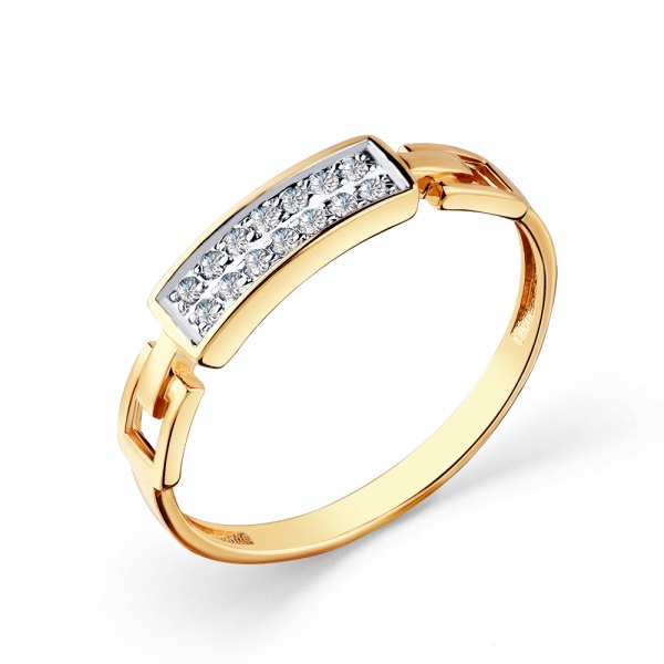 Кольцо из красного золота с фианитами