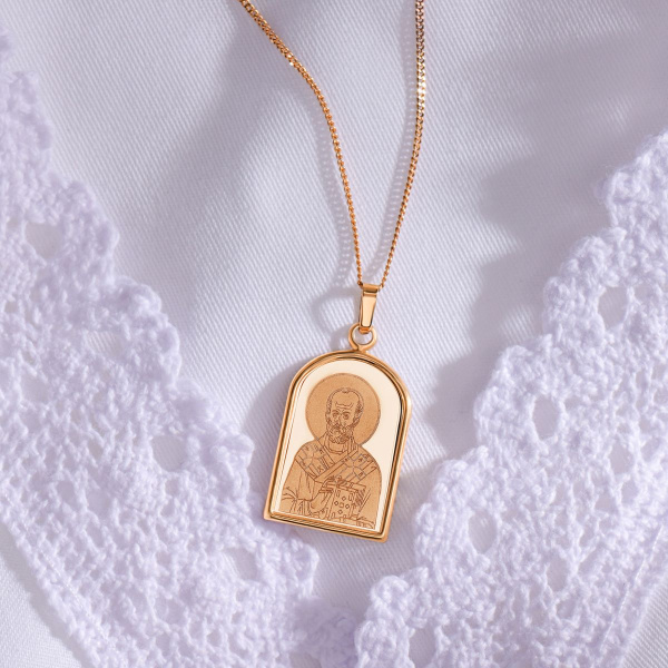 Иконка из красного золота «Николай Чудотворец»