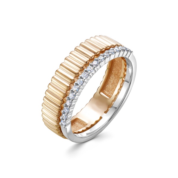 Кольцо из комбинированного золота с бриллиантами