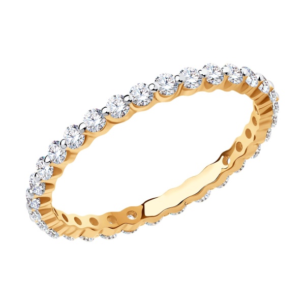 Кольцо из красного золота с фианитами