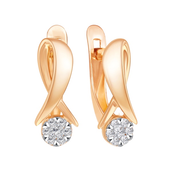 Серьги из красного золота с фианитами