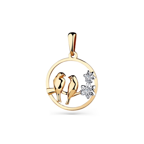 Подвеска из красного золота с фианитами