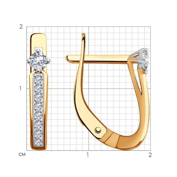 Серьги из красного золота с фианитами