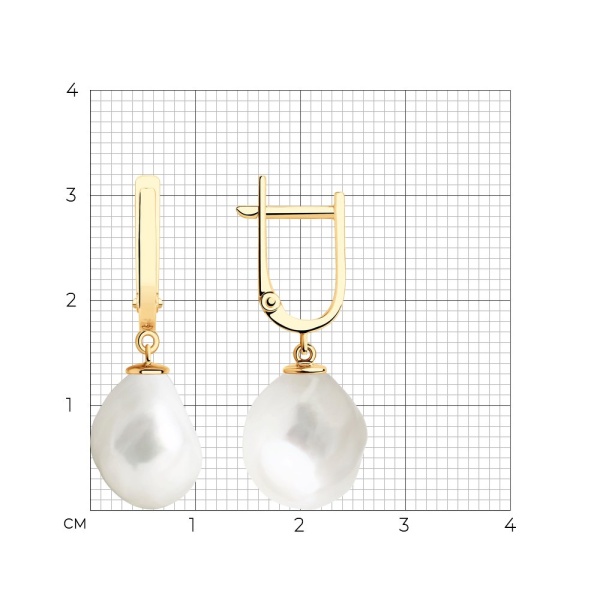 Серьги из красного золота с жемчугом