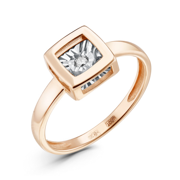 Кольцо из красного золота с танцующим бриллиантом