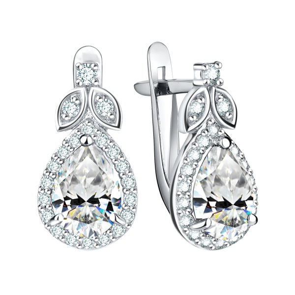 Серьги из серебра с фианитами