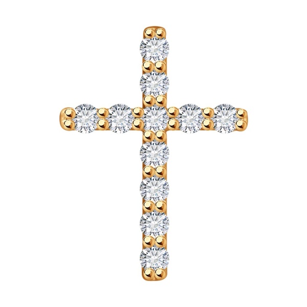 Декоративный крестик из красного золота с бриллиантами