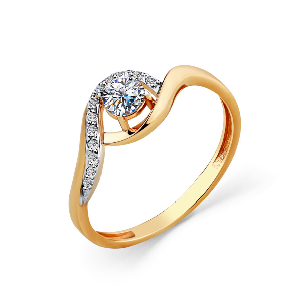 Кольцо из красного золота с фианитами