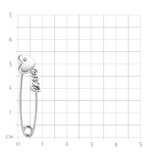 Брошь-булавка из серебра с фианитом