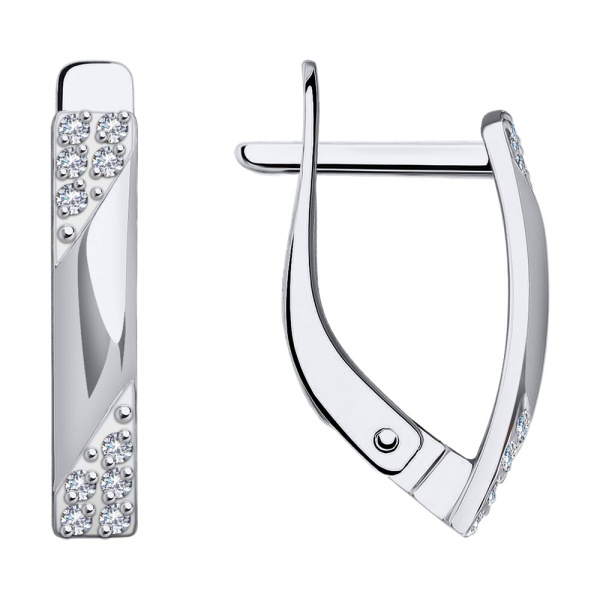 Серьги из белого золота с фианитами