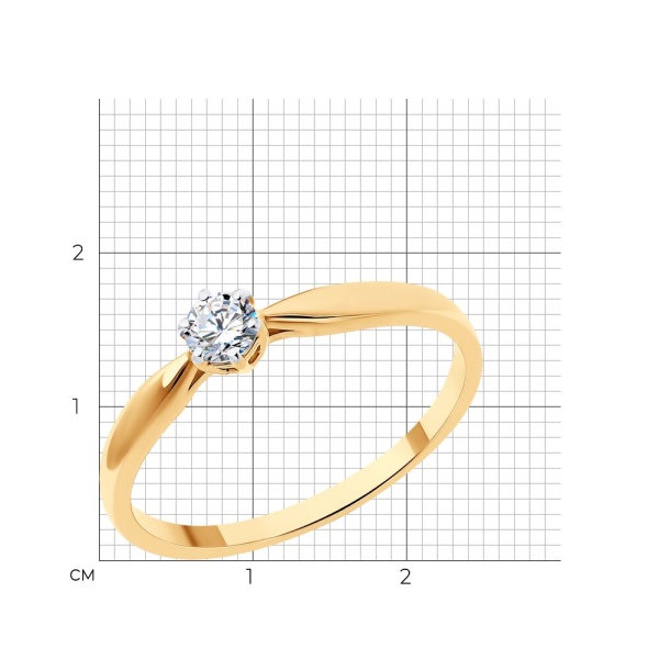 Кольцо из красного золота с бриллиантом