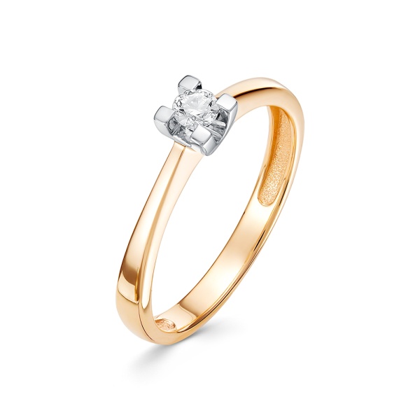 Кольцо из красного золота с бриллиантом