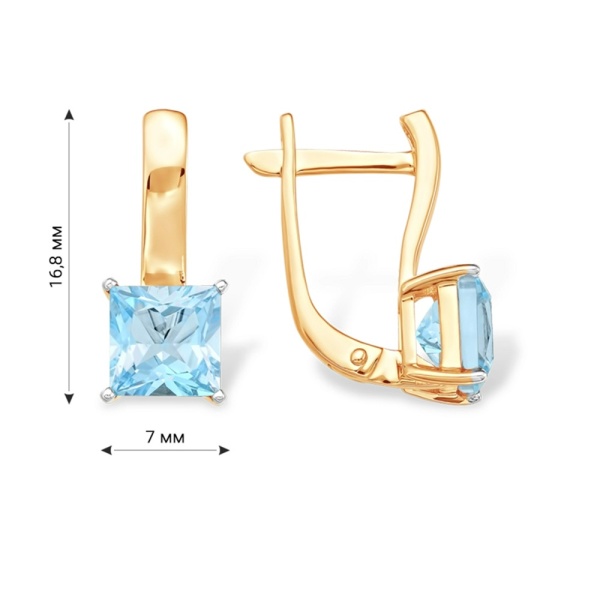 Серьги из красного золота с топазами