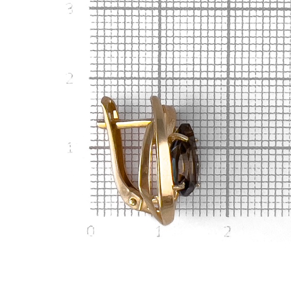 Серьги из золота с раухтопазом и фианитами