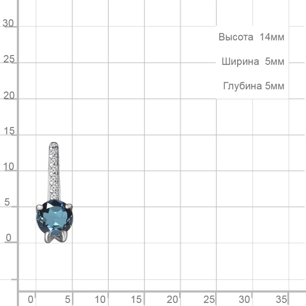 Подвеска из серебра с топазом Лондон и фианитами