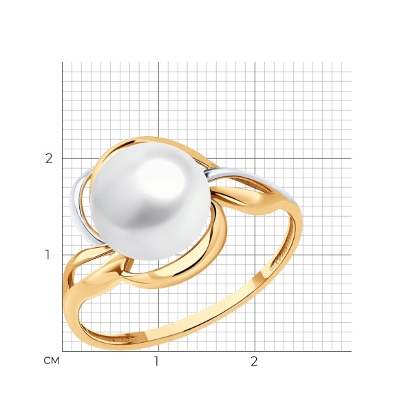 Кольцо из красного золота с жемчугом