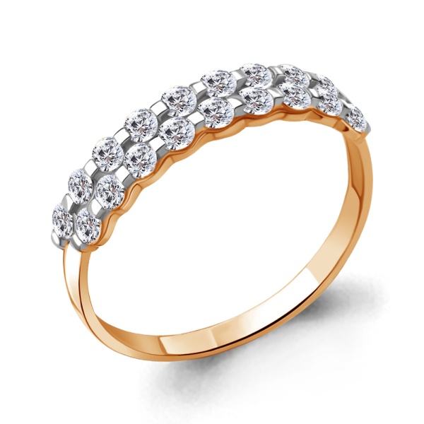 Кольцо из красного золота с фианитами