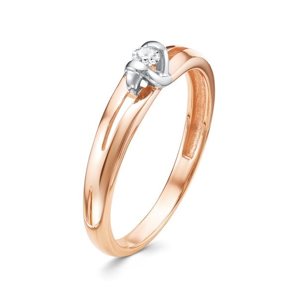 Кольцо из красного золота с бриллиантом