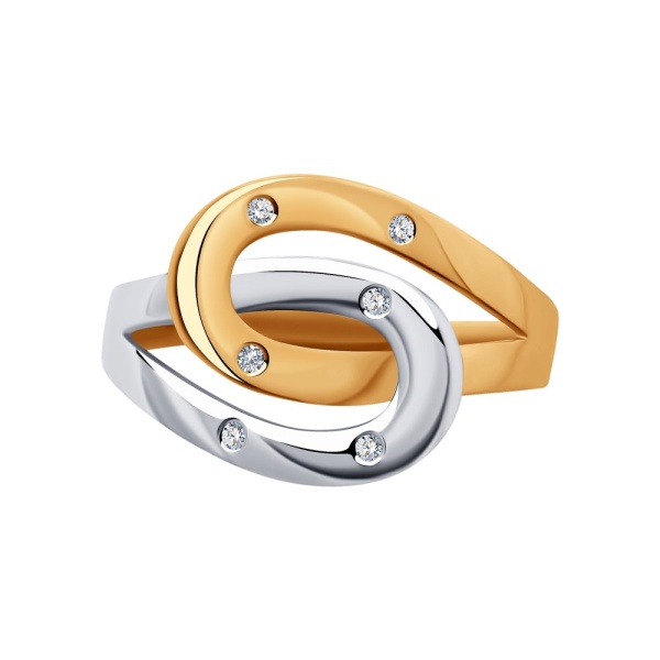 Кольцо из комбинированного золота с бриллиантами