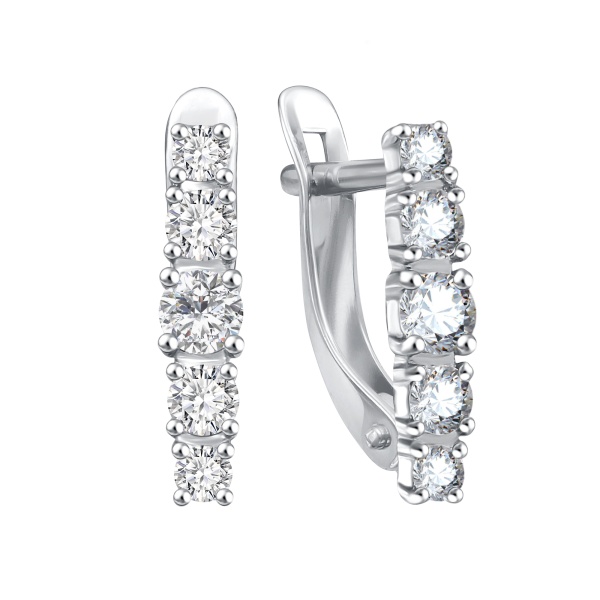 Серьги из белого золота с фианитами