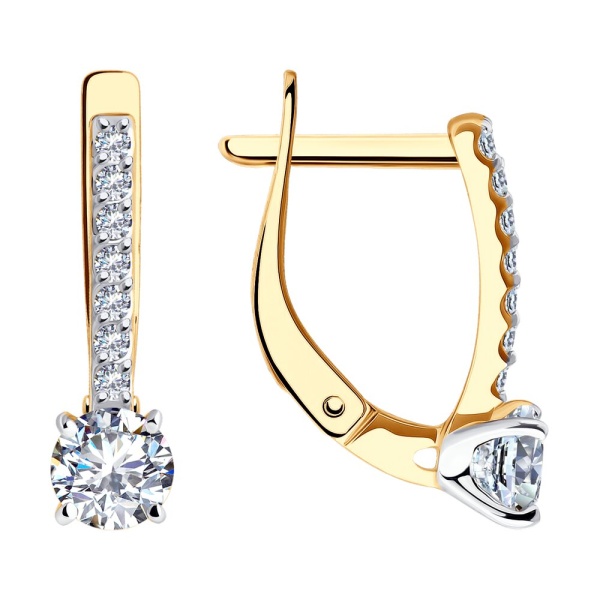 Серьги из красного золота с фианитами