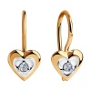 Серьги «Сердечки» из красного золота 585 пробы с фианитами