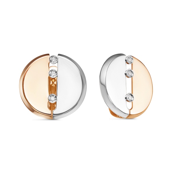 Серьги из комбинированного золота с бриллиантами