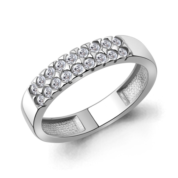 Кольцо из белого золота с фианитами