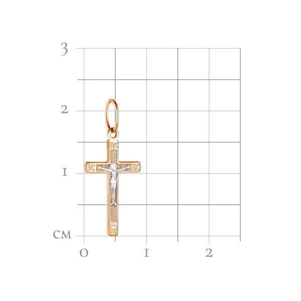 Крестик православный из комбинированного золота
