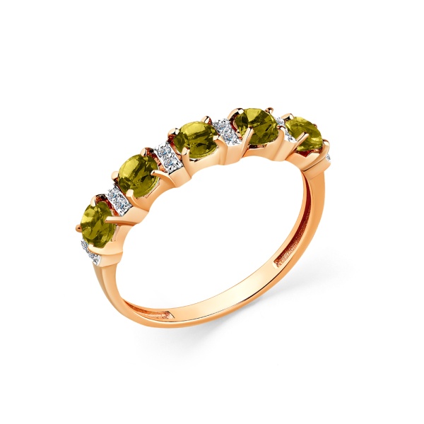 Кольцо из красного золота с султанитом и фианитами