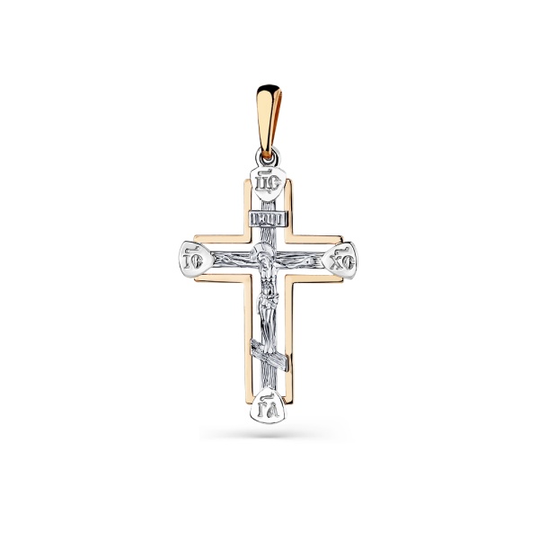 Крестик православный из комбинированного золота