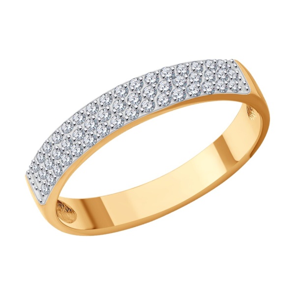 Кольцо из красного золота с фианитами