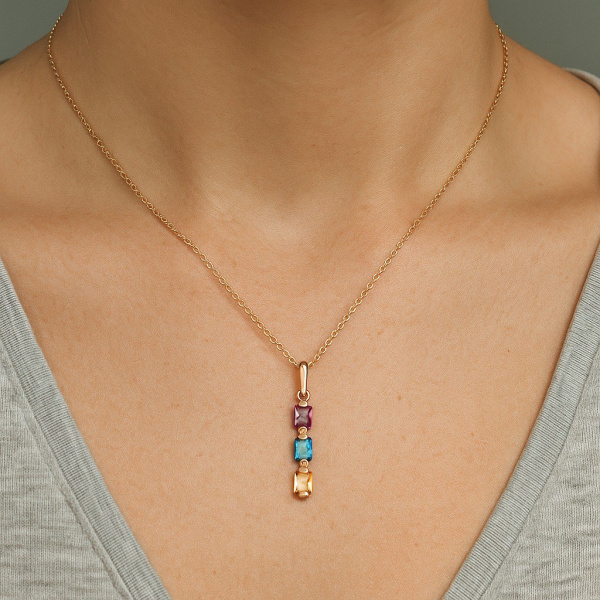 Подвеска из красного золота с миксом камней