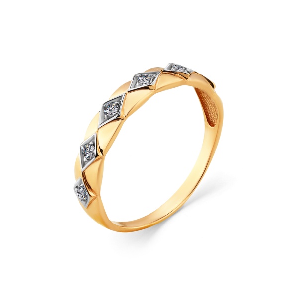 Кольцо из красного золота с фианитами