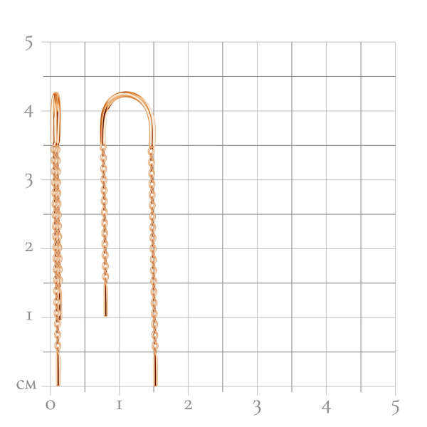 Серьги-цепочки из красного золота