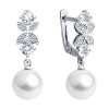 Серьги из белого золота с жемчугом, горным хрусталем и бриллиантами