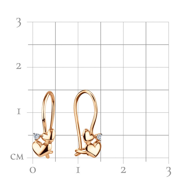 Серьги из красного золота с фианитами