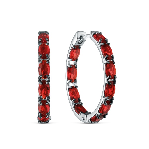 Серьги конго из серебра с кварцем