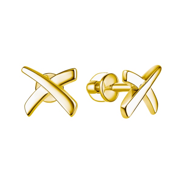 Серьги пусеты из желтого золота