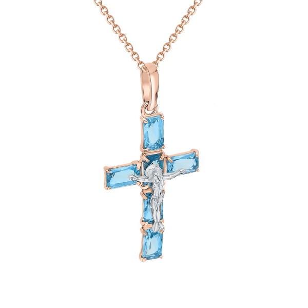 Крестик православный из красного золота с топазами