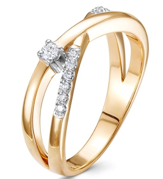 Кольцо из красного золота с бриллиантами