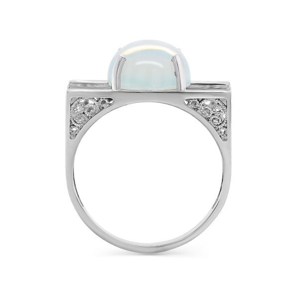 Кольцо из серебра с лунным камнем и фианитами