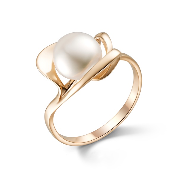 Кольцо из красного золота с жемчугом