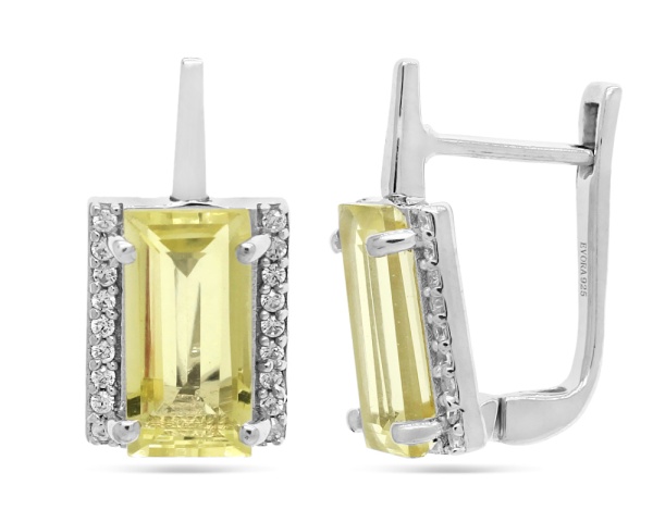 Серьги из серебра с топазами и фианитами