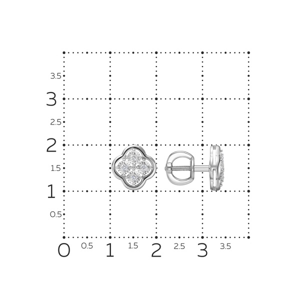 Серьги пусеты из белого золота с бриллиантами