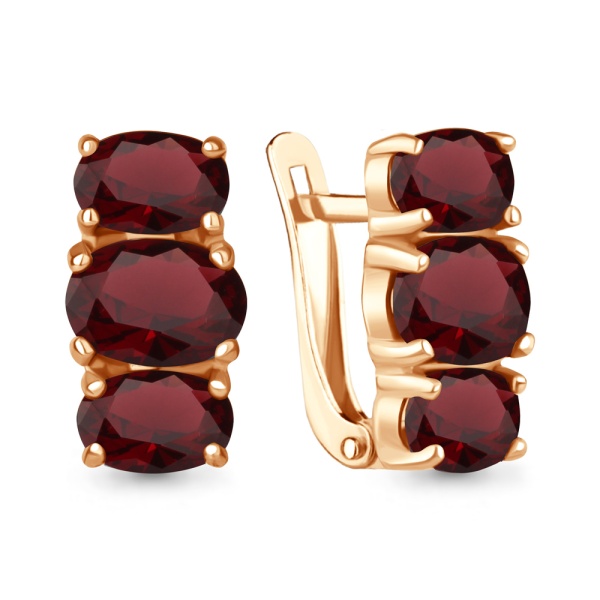 Серьги из красного золота с гранатами